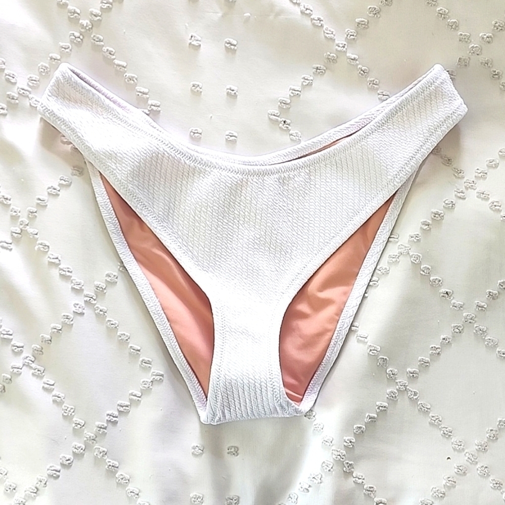 Nwt J. Crew 80's high thigh bikini bottom in textured white